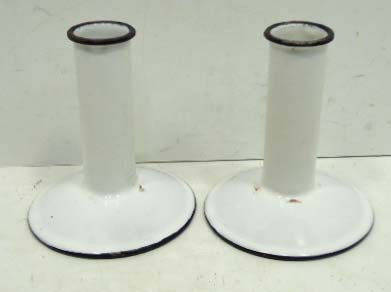 Pr. Granite candlesticks: 4 1/4" -Black/White