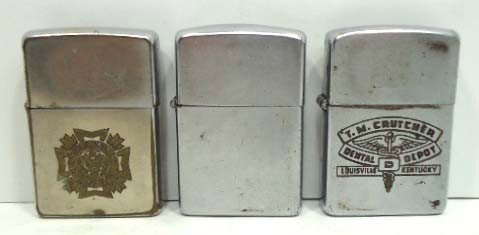 3 Zippo Cigarette Lighters: 1937, 1969, & pre 1958 Dental Depot
