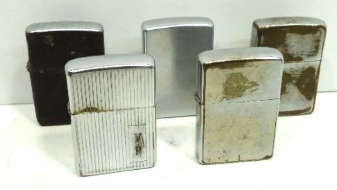 5 Zippo Cigarette Lighters: 5 Pc.
