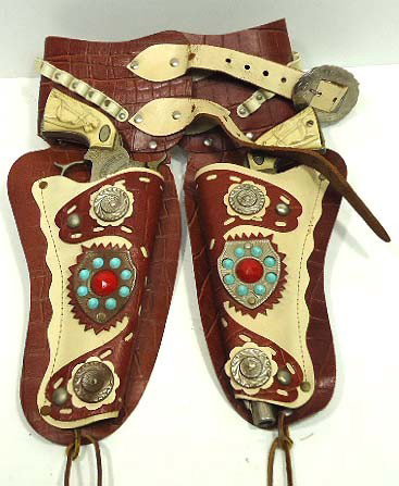 Dbl. Holster & Cap Pistol: set U.S Marshal 44 Leslie-Henry L.H.-11 1/2"