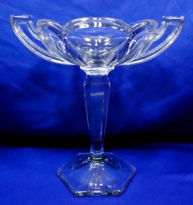 Elegant Glass Compote: Signed Kentel, 9 5/8"