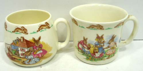 2 BunnyKins Baby Cups: Royal Doulton, 3"