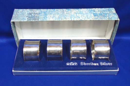 Set of 4 Sheridau Silver Napkin Rings: 1 5/8"