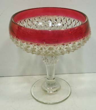 Ruby Flash Diamond Point Compote