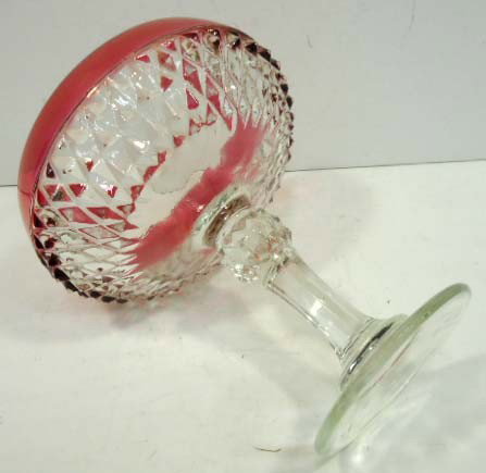 Ruby Flash Diamond Point Compote - 3