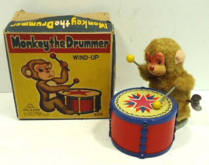 Key wind Monkey W/ Drum: 5" - orig. box