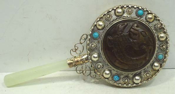 Oriental Ornate Hand Mirror: 6 3/4"