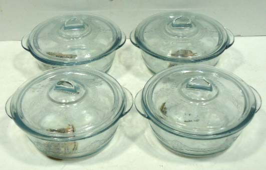 4 Fire King Individual Casseroles: 5 1/4"- Blue