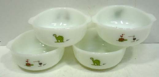 4 Fire King B.C. Comic Dishes: 5 1/2"