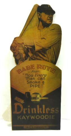 Babe Ruth Adv. Cardboard Sign: 4 1/4" X 10 1/2" Reproduction