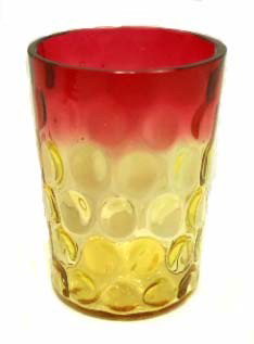 Vict. Amberina Thumbprint Tumbler: 3 3/4"