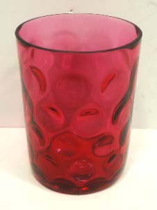 Vict. Cranberry Thumbprint Tumbler: 3 3/4"