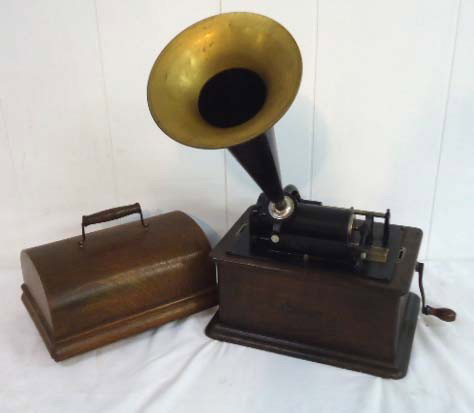 Edison Cylinder Victrola Running: 21 1/2" T X 13" W X 9 1/4" D Running