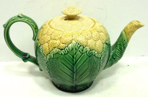 Majolica Cauliflower Teapot: 6" x 9 1/2"