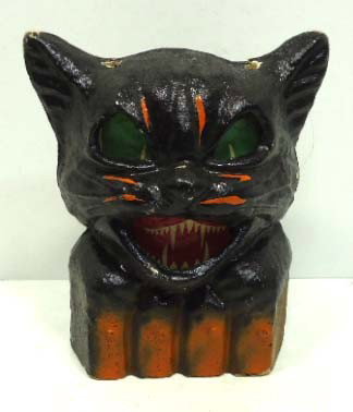 Paper Mache Halloween Black Cat: 7 1/2"