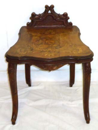 Black Forest Seat Carved & Inlaid: 22" T x 18" W x 14 1/2"D