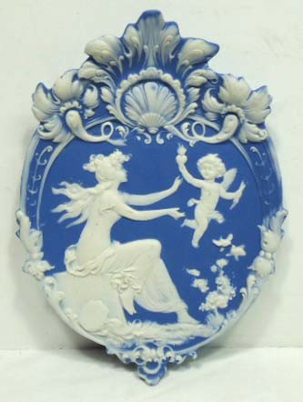 Art Nouveau Jasperware Plaque: 7 1/4"