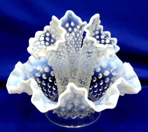 Fenton Opalescent Hobnail Epergne: 6 1/2" X 8 1/4"