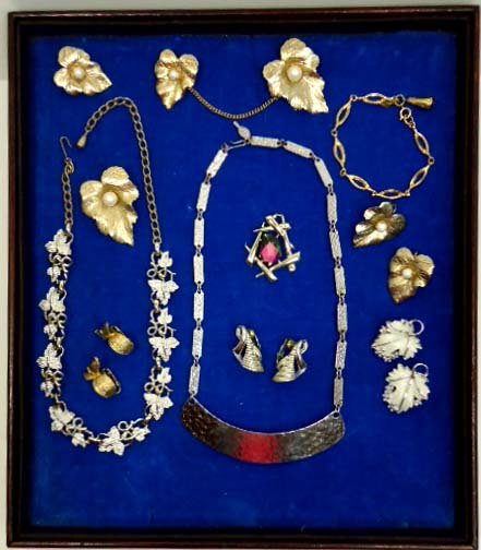 11 pc. Vtg. Sarah Cov. Jewelry: 2 Necklaces, 4 pr. Earrings, Sweater Set, Bracelet, 2 Pins, & Pendant