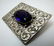 Art Deco Deep Amethyst Glass Stone Brooch - 2