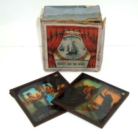 12pc Magic Lantern Slides Beauty & Beast: 3 1/4" x 3 1/4"