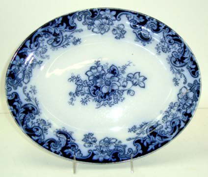 Flow Blue Platter: Ormonde Pattern, Alfred Meakin, 11 3/8"