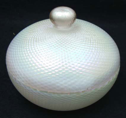 White Loetz Dresser Dish: 6"