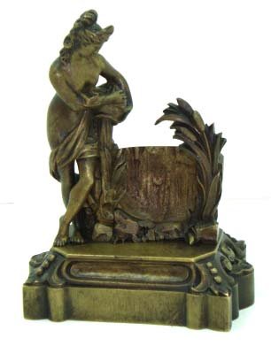 Bronze Figural Pocket Watch Stand: 4 1/2" x 5 1/2"