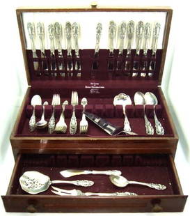 59pc Towle Sterling Flatware: 13 Knives, 12 Salad Forks, 13 Dinner Forks, 13 Spoons, 8 Serving pcs, Total Wt 3895gm