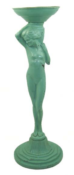 Art Deco Tall Nude w/ Tray Frankart Era: 22 1/2" Tall. Tray is 6 1/2" Diameter