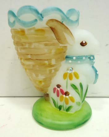 H.P. Fenton Bunny Basket: 3 1/4" Sgnd.
