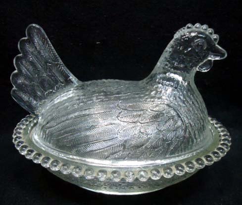 Clear Glass Hen on Nest: 7"