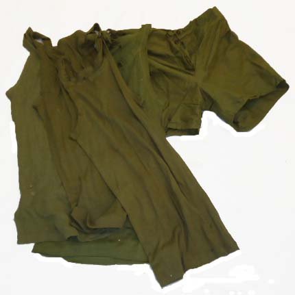 WWII U.S.Army Undershirts & Shorts: WWII U.S. Army 4 Pc. Undershirts,& 1 Pair of Shorts
