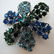 312: Vtg. Cobalt, Ice Blue, Emerald Chaton Brooch