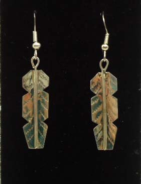 Navajo Sterling/Turq. Feather Earrings: 2" By Alvin James