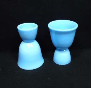Pr. Blue Opaque Milk Glass Egg Cups: 4 1/4"