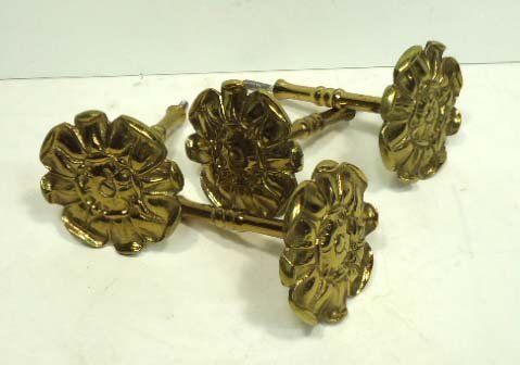 4pc. Brass Curtain Tie Backs: 4" + Screw