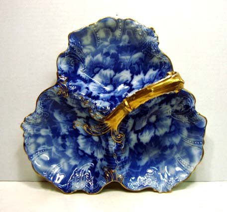 Flow Blue Tidbit Tray: 11 1/4"L