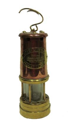 Early Brass & Copper Miner's Lantern: 12" T