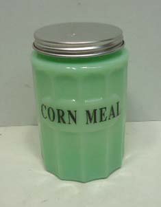 Jadeite Corn Meal Canister: 5"T