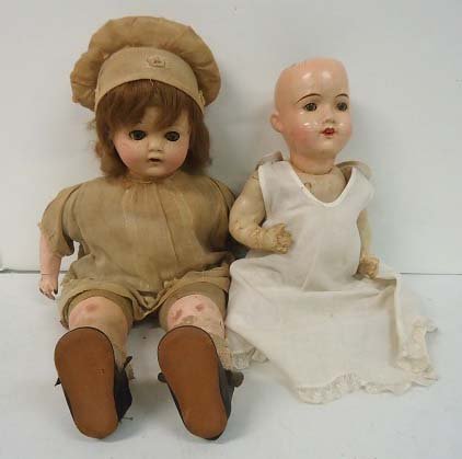 2 Effanbee Compo Dolls: 13 1/2"T & 17"T