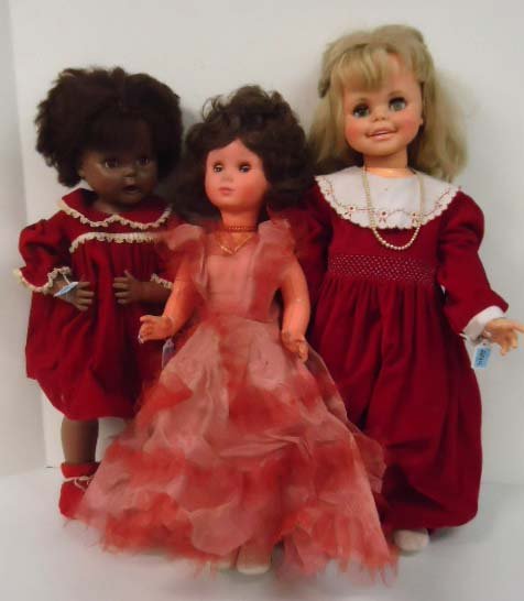 3 Large Dolls: 26"T - 30"T Horsman TB25 1964 Black Doll, Ideal HD-31 H 127 & Unmarked Doll