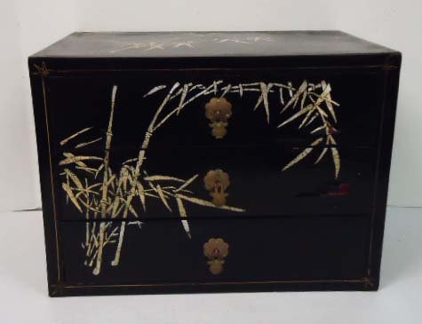 Oriental 3 Drawer Jewelry Box: 12 1/2" T x 17" W x 11" D