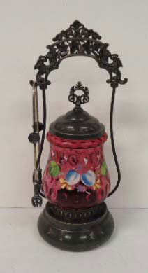 Decorated Cran. Thumbprint Pickle Castor: 11 1/2" T