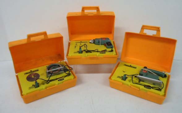 3 Ideal Power Mite Toys: Case is 5 1/2"t x 6"w x 3"d