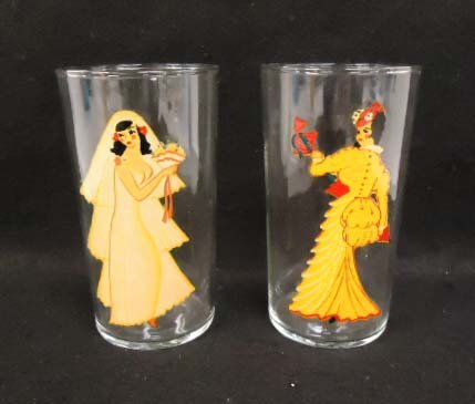 2- Novelty Nudie Tumblers: 4 3/4" T