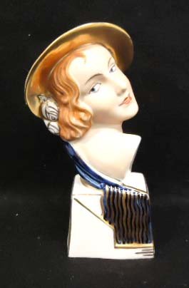 Art Deco Royal Dux Bust: 6 1/2"T