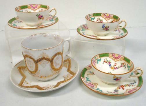 4 Vict. Cups & Saucers: 3 Minton 1 Victorian