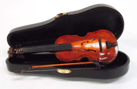 Miniature Violin & Case: 9"L Case