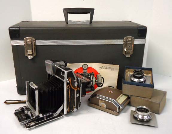 Linhof Technika Camera: Linhof Technika Camera. Has 3 Schneider Lenses & Rollex Film Back.